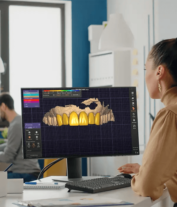 Professional working with dental software